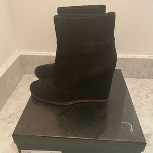 Black suede wedge Dolce Vita slide on boots. Gently worn. Good condition.
